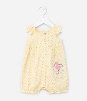 Macaquinho Infantil com Estampa Poá e Flamingo - Tam 0 a 18  meses - 1