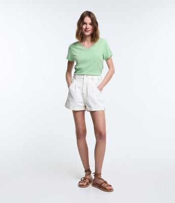 Short Baggy em Sarja com Barra Dobradinha