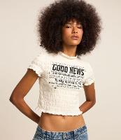 Blusa Cropped Texturizada com Estampa Good News - 1