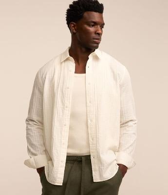 Camisa em Algodão com Textura Xadrez
