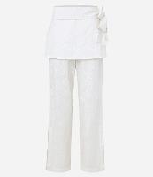 Calça Reta Cintura Alta em Tricoline com Transpasse Saia - 1