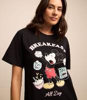 Camisola Curta em Algodão e Estampa Breakfast Mickey Mouse - 1