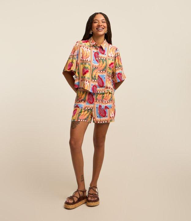 Short Curto em Viscose com Estampa de Frutinhas - 3