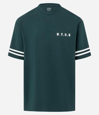 Camiseta Relaxed em Algodão com Listras e Estampa NYUS 93