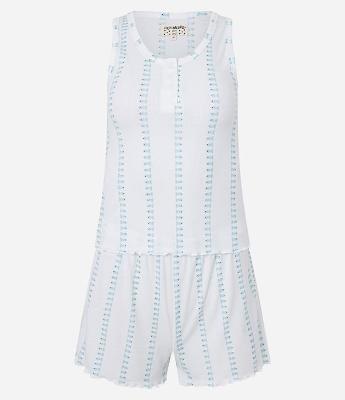 Pijama Short Doll Curta Estampa de peixes