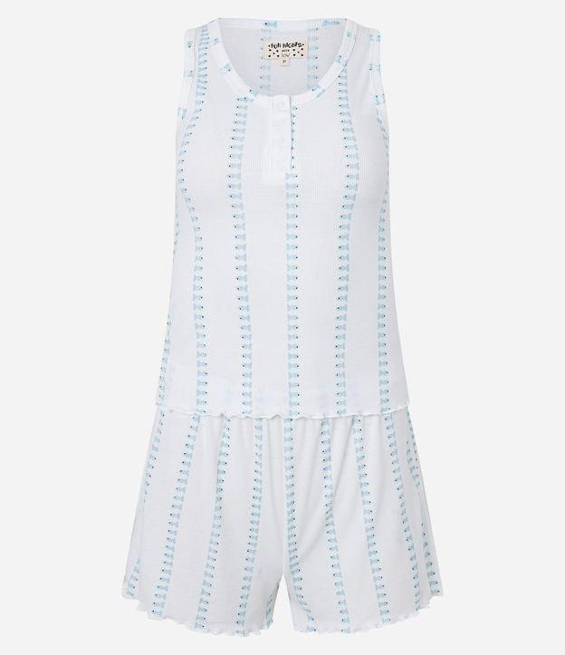 Pijama Short Doll Curta Estampa de peixes - 1