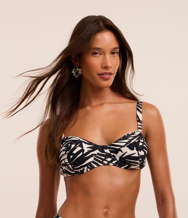 Biquíni Top Meia Taça em Microfibra com Folhagens Estampadas - 3