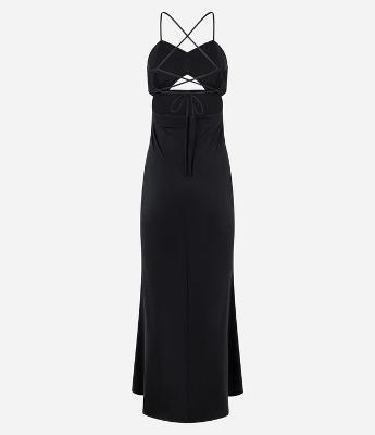 Vestido New midi em Jersey com Pespontado e Saia Sereia