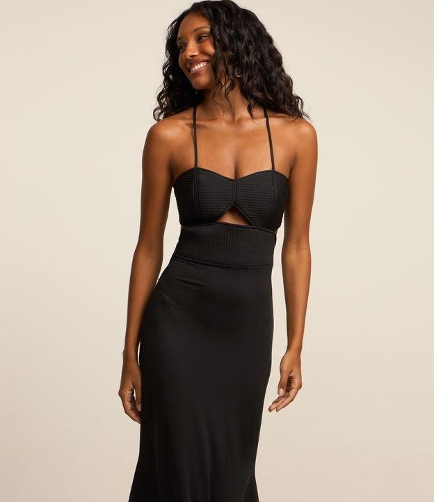 Vestido New midi em Jersey com Pespontado e Saia Sereia - 4