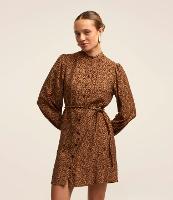 Vestido Manga Longa Twill com Botões e Cinto fixo Animal Print - 2