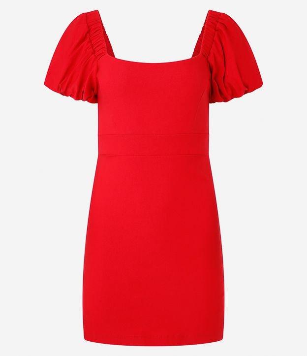 Vestido Curto em Bengaline com Manga Bufante - 1