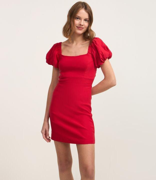 Vestido Curto em Bengaline com Manga Bufante - 2