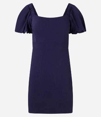 Vestido Curto em Bengaline com Manga Bufante