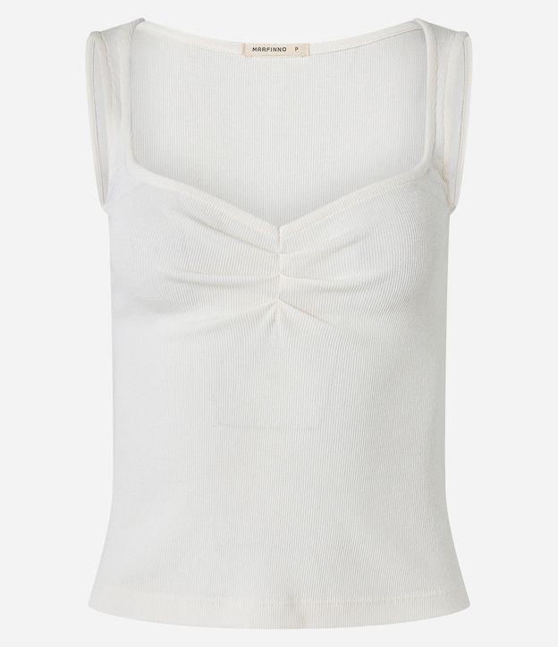 Blusa Sem Manga em Ribana com Franzido no Decote Quadrado - 1