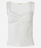 Blusa Sem Manga em Ribana com Franzido no Decote Quadrado - 1