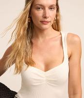 Blusa Sem Manga em Ribana com Franzido no Decote Quadrado - 2