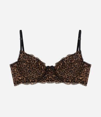 Sutiã Sem Bojo Com Aro em Renda com Estampa Onça