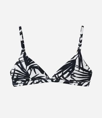 Biquíni Top Triângulo Com Bojo em Microfibra e Folhagens Estampadas