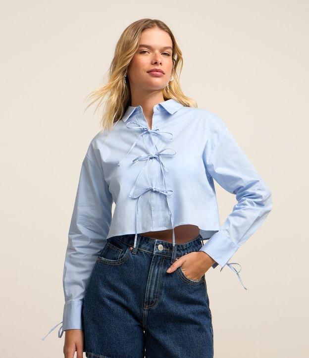 Blusa em Tricoline com Lacinhos Frontais e nos Punhos - 2