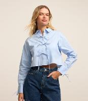 Blusa em Tricoline com Lacinhos Frontais e nos Punhos - 2