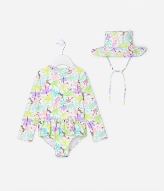 Conjunto Infantil com Proteção UV e Estampa Folhagens - Tam 1 a 4 Anos - 1