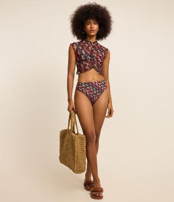 Biquíni Calcinha Hot Pants em Microfibra com Estampa Geométrica