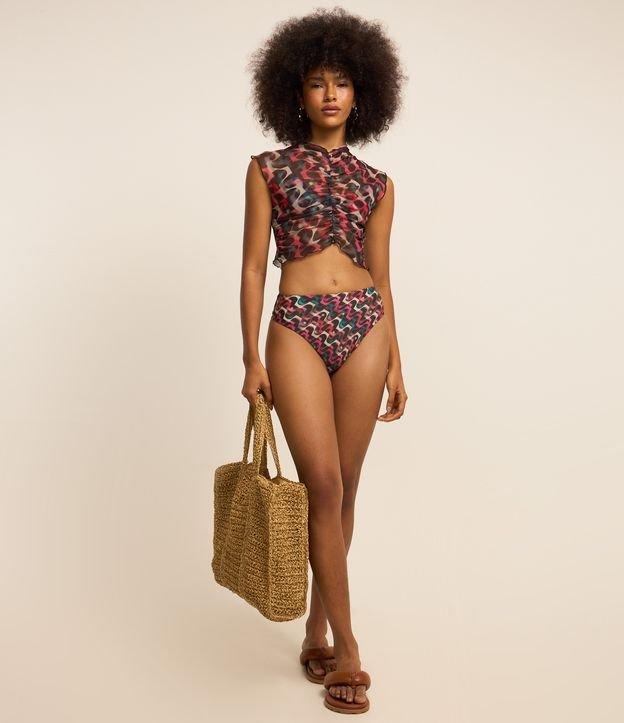 Biquíni Calcinha Hot Pants em Microfibra com Estampa Geométrica - 1