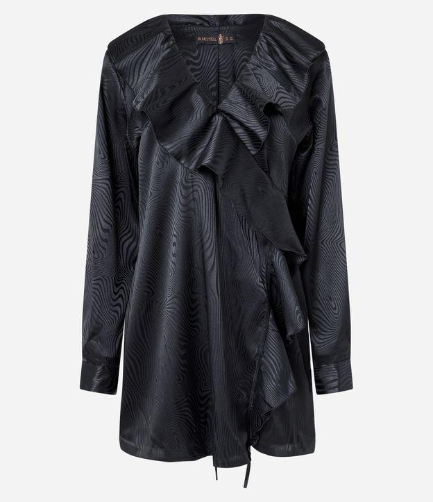 Vestido Curto em Cetim com Textura Jacquard e Decote Cruzado - 1