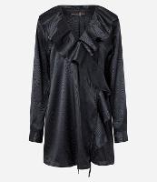 Vestido Curto em Cetim com Textura Jacquard e Decote Cruzado - 1