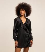 Vestido Curto em Cetim com Textura Jacquard e Decote Cruzado - 3