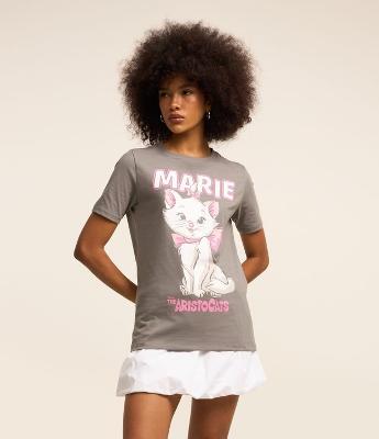 Camiseta T-shirt em Algodão com Estampa Gatinha Marie