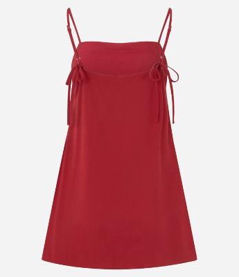 Vestido Curto em Viscose com Amarração nas Alças