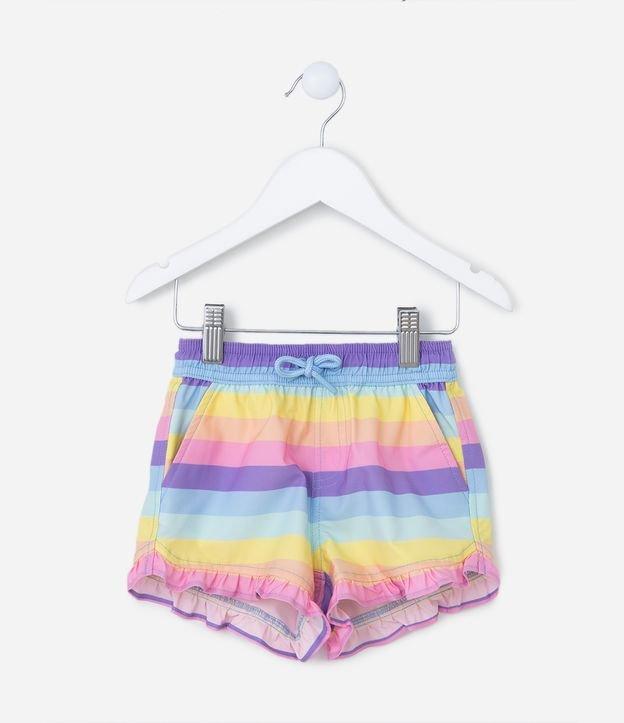 Short Infantil com Babadinhos e Listras - Tam 1 a 5 Anos - 1