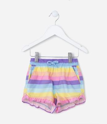 Short Infantil com Babadinhos e Listras - Tam 1 a 5 Anos