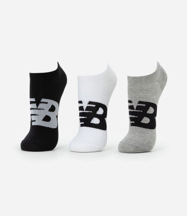 Kit 03 Pares de Meias Invisíveis em Algodão com Estampa New Balance - 1