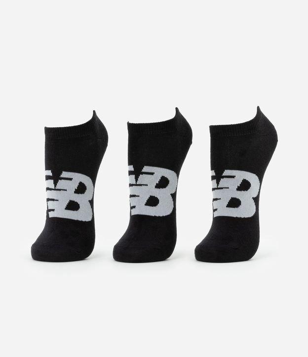 Kit 03 Pares de Meias Invisíveis em Algodão com Estampa New Balance - 1