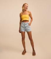 Short Slim em Jeans com Pences Laterais e Etiquetinha no Bolso - 1