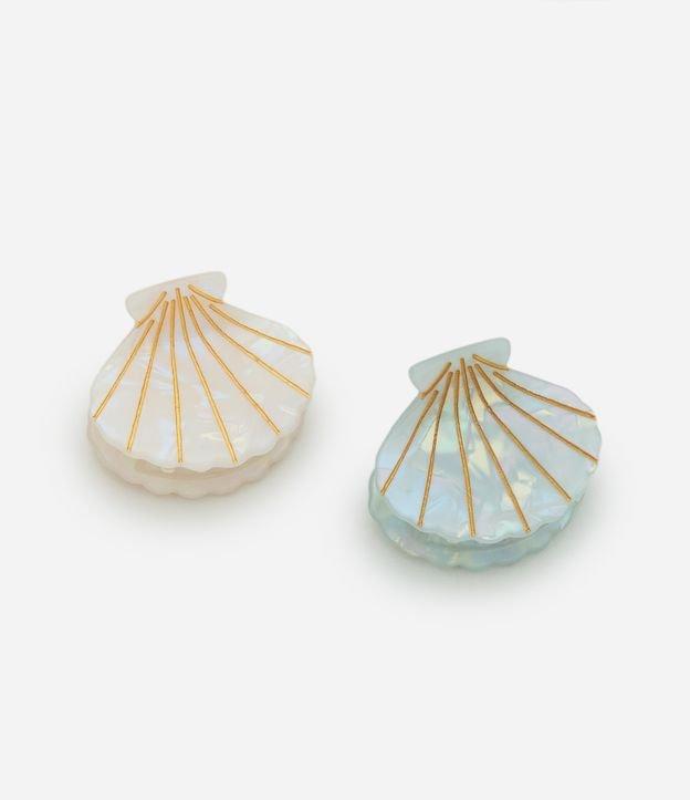 Kit 02 Piranhas de Cabelo de Plástico Detalhes de Concha e Metalizados - 1