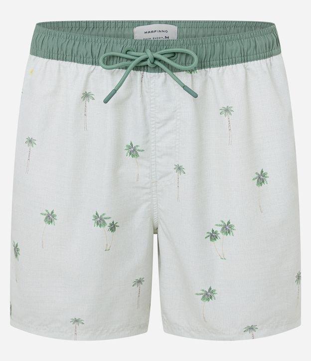 Bermuda em Microfibra com Cós Contrastante Textura e Estampa de Coqueiros - 1