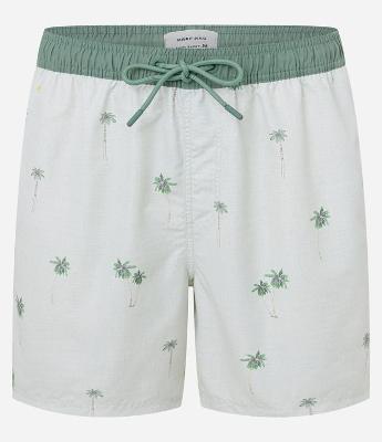 Bermuda de Praia em Microfibra com Estampa de Coqueiros