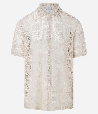 Camisa Regular com Textura de Renda