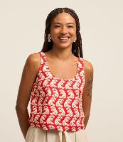 Blusa de Alça em Viscose e Linho e Estampa com Barra Ondulada - 2