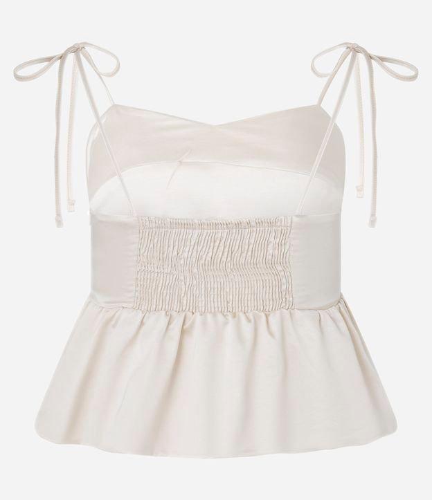 Blusa Balonê Acetinada com Alça Fina e Amarração - 1