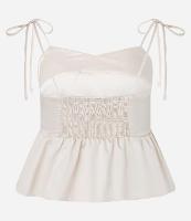 Blusa Balonê Acetinada com Alça Fina e Amarração - 1