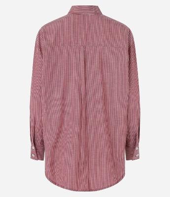 Camisa Alongada em Tricoline com Bolso e Estampa Listrada