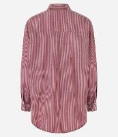 Camisa Alongada em Tricoline com Bolso e Estampa Listrada - 1