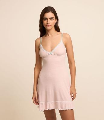 Camisola Curta em Viscose com Renda