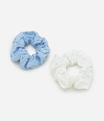 Kit 02 Scrunchies Infantis com Textura Broderie - Tam U