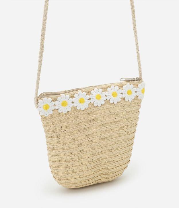 Bolsa Infantil de Palha com Margaridas Aplicadas - Tam Único - 1