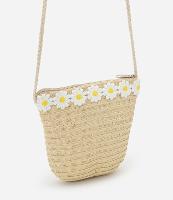 Bolsa Infantil de Palha com Margaridas Aplicadas - Tam Único - 1